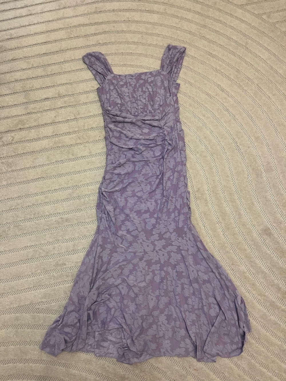 Lavender Floral Fit-and-Flare Dress